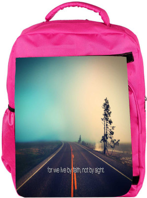 

Snoogg Eco Friendly Canvas Faith Road Designer Backpack Rucksack School Travel Unisex Casual Canvas Bag Bookbag Satchel 5 L Backpack(Pink)