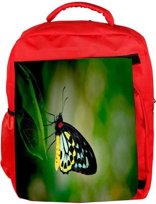 

Snoogg Eco Friendly Canvas Butterfly In Leaf Designer Backpack Rucksack School Travel Unisex Casual Canvas Bag Bookbag Satchel 5 L Backpack(Red)