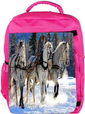 

Snoogg Eco Friendly Canvas White Horse Designer Backpack Rucksack School Travel Unisex Casual Canvas Bag Bookbag Satchel 5 L Backpack(Pink)
