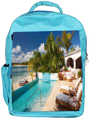 

Snoogg Eco Friendly Canvas Resort View Designer Backpack Rucksack School Travel Unisex Casual Canvas Bag Bookbag Satchel 5 L Backpack(Blue)
