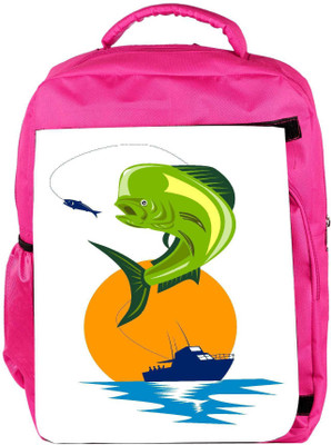 

Snoogg Eco Friendly Canvas Dorado Dolphin Fish Mahi Mahi Jumping Backpack Rucksack School Travel Unisex Casual Canvas Bag Bookbag Satchel 5 L Backpack(Pink)