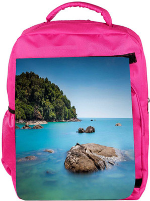 

Snoogg Eco Friendly Canvas Rocks In The Ocean Designer Backpack Rucksack School Travel Unisex Casual Canvas Bag Bookbag Satchel 5 L Backpack(Pink)