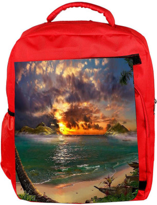 

Snoogg Eco Friendly Canvas Sea Side View Designer Backpack Rucksack School Travel Unisex Casual Canvas Bag Bookbag Satchel 5 L Backpack(Red)