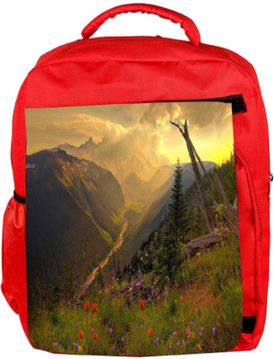 

Snoogg Eco Friendly Canvas Colorful Flowers Designer Backpack Rucksack School Travel Unisex Casual Canvas Bag Bookbag Satchel 5 L Backpack(Red)
