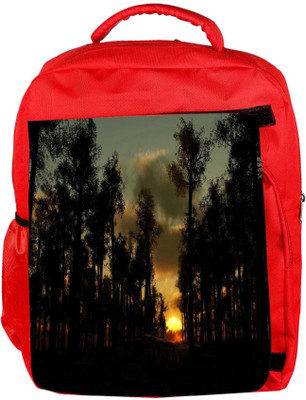 

Snoogg Eco Friendly Canvas Sunset In Forest Designer Backpack Rucksack School Travel Unisex Casual Canvas Bag Bookbag Satchel 5 L Backpack(Red)