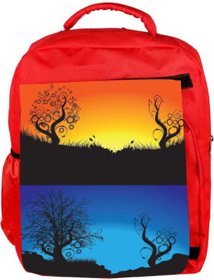 

Snoogg Eco Friendly Canvas Abstract Tree Background Backpack Rucksack School Travel Unisex Casual Canvas Bag Bookbag Satchel 5 L Backpack(Red)