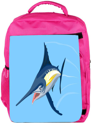

Snoogg Eco Friendly Canvas Blue Marlin Fish Jumping Retro Backpack Rucksack School Travel Unisex Casual Canvas Bag Bookbag Satchel 5 L Backpack(Pink)