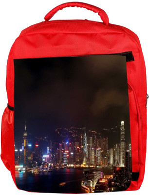

Snoogg Eco Friendly Canvas Colorful City At Night Designer Backpack Rucksack School Travel Unisex Casual Canvas Bag Bookbag Satchel 5 L Backpack(Red)