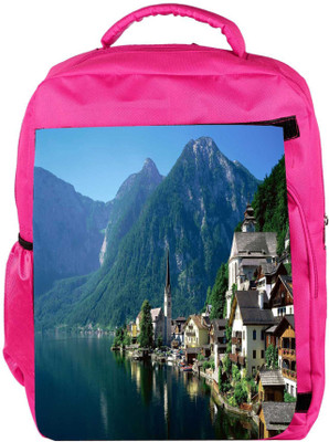 

Snoogg Eco Friendly Canvas Houses On Lake Side Designer Backpack Rucksack School Travel Unisex Casual Canvas Bag Bookbag Satchel 5 L Backpack(Pink)