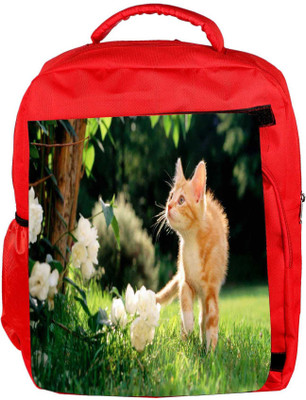 

Snoogg Eco Friendly Canvas Cuite Cat Designer Backpack Rucksack School Travel Unisex Casual Canvas Bag Bookbag Satchel 5 L Backpack(Red)