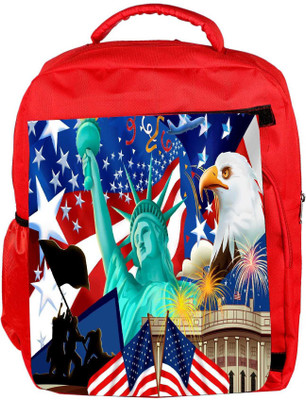 

Snoogg Eco Friendly Canvas America Wallpaper Designer Backpack Rucksack School Travel Unisex Casual Canvas Bag Bookbag Satchel 5 L Backpack(Red)