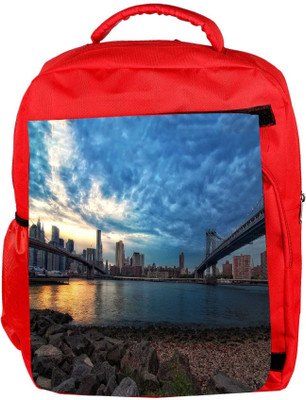 

Snoogg Eco Friendly Canvas New York Lake View Designer Backpack Rucksack School Travel Unisex Casual Canvas Bag Bookbag Satchel 5 L Backpack(Red)