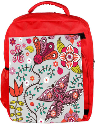 

Snoogg Eco Friendly Canvas Seamless Pattern With Butterflies And Flowers Backpack Rucksack School Travel Unisex Casual Canvas Bag Bookbag Satchel 5 L Backpack(Red)