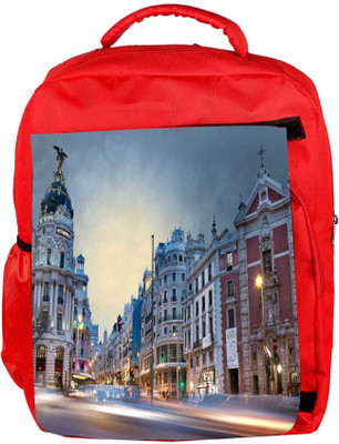 

Snoogg Eco Friendly Canvas White Buildings Designer Backpack Rucksack School Travel Unisex Casual Canvas Bag Bookbag Satchel 5 L Backpack(Red)