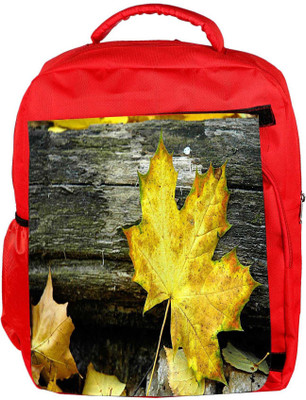 

Snoogg Eco Friendly Canvas Yellow Leaf Designer Backpack Rucksack School Travel Unisex Casual Canvas Bag Bookbag Satchel 5 L Backpack(Red)