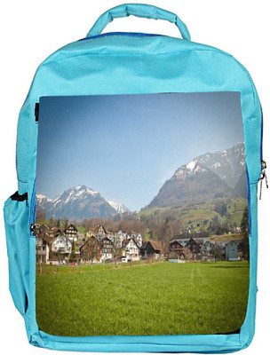 

Snoogg Eco Friendly Canvas Garden Along The City Designer Backpack Rucksack School Travel Unisex Casual Canvas Bag Bookbag Satchel 5 L Backpack(Blue)