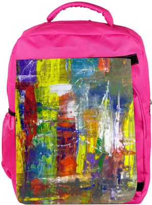 

Snoogg Eco Friendly Canvas Wall Art Abstract Painting Backpack Rucksack School Travel Unisex Casual Canvas Bag Bookbag Satchel 5 L Backpack(Pink)
