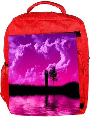 

Snoogg Eco Friendly Canvas Loving Couple Designer Backpack Rucksack School Travel Unisex Casual Canvas Bag Bookbag Satchel 5 L Backpack(Red)