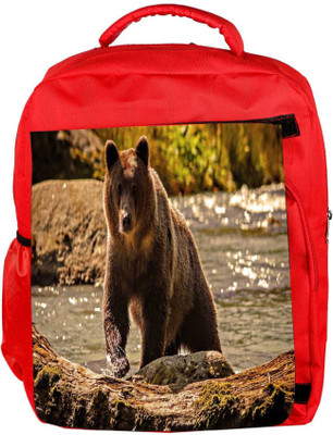 

Snoogg Eco Friendly Canvas Bear From The River Designer Backpack Rucksack School Travel Unisex Casual Canvas Bag Bookbag Satchel 5 L Backpack(Red)