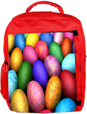 

Snoogg Eco Friendly Canvas Colorful Eggs Designer Backpack Rucksack School Travel Unisex Casual Canvas Bag Bookbag Satchel 5 L Backpack(Red)