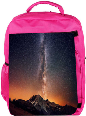 

Snoogg Eco Friendly Canvas Milky Way Above The Mountains Designer Backpack Rucksack School Travel Unisex Casual Canvas Bag Bookbag Satchel 5 L Backpack(Pink)