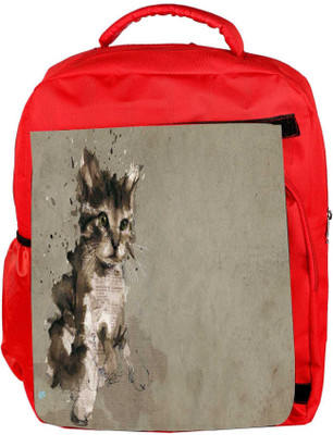

Snoogg Eco Friendly Canvas Abstract Cat Designer Backpack Rucksack School Travel Unisex Casual Canvas Bag Bookbag Satchel 5 L Backpack(Red)
