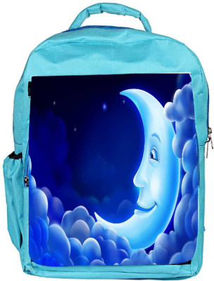 

Snoogg Eco Friendly Canvas Smiling Moon Designer Backpack Rucksack School Travel Unisex Casual Canvas Bag Bookbag Satchel 5 L Backpack(Blue)