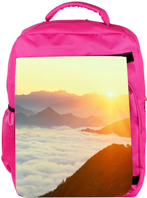 

Snoogg Eco Friendly Canvas Clouds On Hill Top Designer Backpack Rucksack School Travel Unisex Casual Canvas Bag Bookbag Satchel 5 L Backpack(Pink)