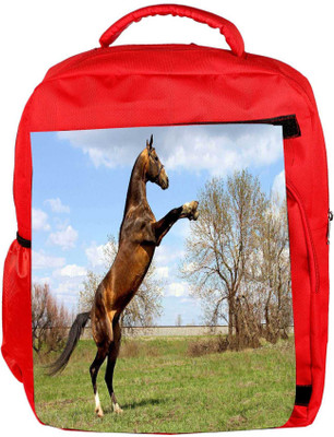

Snoogg Eco Friendly Canvas Horse Standing Designer Backpack Rucksack School Travel Unisex Casual Canvas Bag Bookbag Satchel 5 L Backpack(Red)