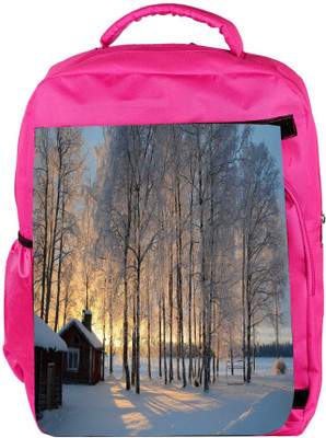 

Snoogg Eco Friendly Canvas House At Night Designer Backpack Rucksack School Travel Unisex Casual Canvas Bag Bookbag Satchel 5 L Backpack(Pink)