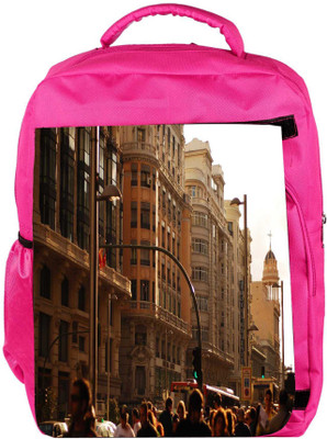 

Snoogg Eco Friendly Canvas Peoples In Street Designer Backpack Rucksack School Travel Unisex Casual Canvas Bag Bookbag Satchel 5 L Backpack(Pink)