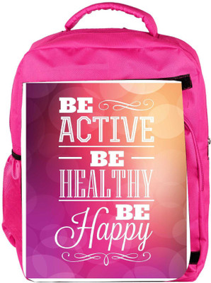 

Snoogg Eco Friendly Canvas Typographic Poster Design Be Active Be Healthy Be Happy Backpack Rucksack School Travel Unisex Casual Canvas Bag Bookbag Satchel 5 L Backpack(Pink)