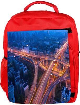 

Snoogg Eco Friendly Canvas Zig Zag Roads At Night Designer Backpack Rucksack School Travel Unisex Casual Canvas Bag Bookbag Satchel 5 L Backpack(Red)