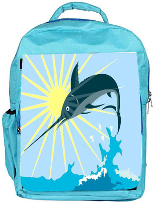 

Snoogg Eco Friendly Canvas Blue Marlin Fish Jumping Retro Backpack Rucksack School Travel Unisex Casual Canvas Bag Bookbag Satchel 5 L Backpack(Blue)
