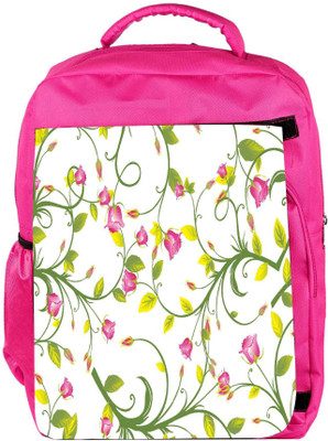 

Snoogg Eco Friendly Canvas Pink Floral Designer Backpack Rucksack School Travel Unisex Casual Canvas Bag Bookbag Satchel 5 L Backpack(Pink)