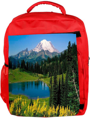 

Snoogg Eco Friendly Canvas Small Pond In Garden Designer Backpack Rucksack School Travel Unisex Casual Canvas Bag Bookbag Satchel 5 L Backpack(Red)