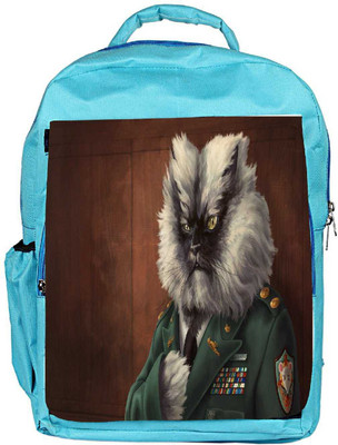 

Snoogg Eco Friendly Canvas Colonel Meow Designer Backpack Rucksack School Travel Unisex Casual Canvas Bag Bookbag Satchel 5 L Backpack(Blue)