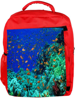 

Snoogg Eco Friendly Canvas Multiple Fish Designer Backpack Rucksack School Travel Unisex Casual Canvas Bag Bookbag Satchel 5 L Backpack(Red)