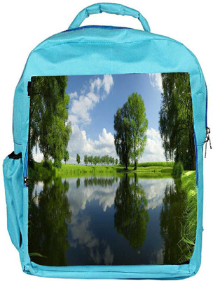 

Snoogg Eco Friendly Canvas Green Tree And Clouds Designer Backpack Rucksack School Travel Unisex Casual Canvas Bag Bookbag Satchel 5 L Backpack(Blue)