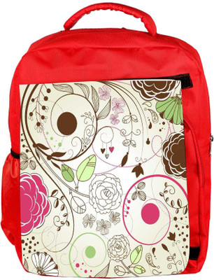 

Snoogg Eco Friendly Canvas Retro Floral Background Backpack Rucksack School Travel Unisex Casual Canvas Bag Bookbag Satchel 5 L Backpack(Red)