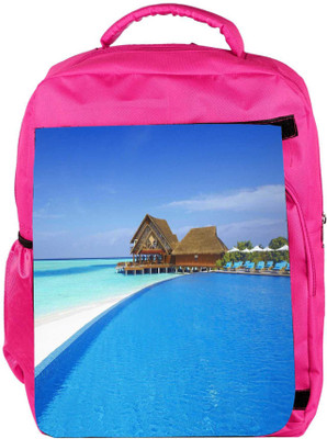 

Snoogg Eco Friendly Canvas Hut House In Beach Designer Backpack Rucksack School Travel Unisex Casual Canvas Bag Bookbag Satchel 5 L Backpack(Pink)