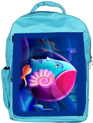 

Snoogg Eco Friendly Canvas Mermaid Head 2879 Backpack Rucksack School Travel Unisex Casual Canvas Bag Bookbag Satchel 5 L Backpack(Blue)