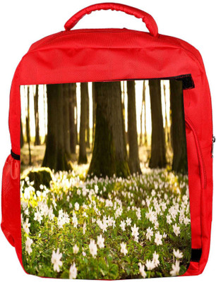 

Snoogg Eco Friendly Canvas Small White Flowers Designer Backpack Rucksack School Travel Unisex Casual Canvas Bag Bookbag Satchel 5 L Backpack(Red)