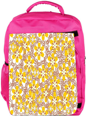 

Snoogg Eco Friendly Canvas Yellow Flowers Designer Backpack Rucksack School Travel Unisex Casual Canvas Bag Bookbag Satchel 5 L Backpack(Pink)
