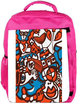 

Snoogg Eco Friendly Canvas Orange Abstract Orange Designer Backpack Rucksack School Travel Unisex Casual Canvas Bag Bookbag Satchel 5 L Backpack(Pink)