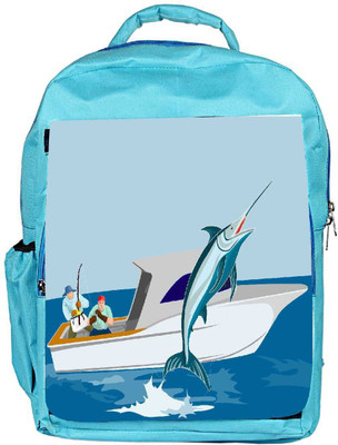 

Snoogg Eco Friendly Canvas Blue Marlin Fish Jumping Retro Backpack Rucksack School Travel Unisex Casual Canvas Bag Bookbag Satchel 5 L Backpack(Blue)