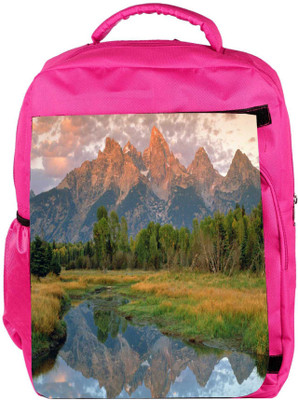 

Snoogg Eco Friendly Canvas Lake Side Forest Designer Backpack Rucksack School Travel Unisex Casual Canvas Bag Bookbag Satchel 5 L Backpack(Pink)