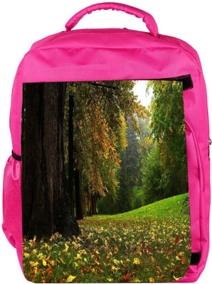

Snoogg Eco Friendly Canvas Green Garden Dense Forest Designer Backpack Rucksack School Travel Unisex Casual Canvas Bag Bookbag Satchel 5 L Backpack(Pink)