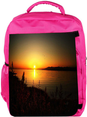 

Snoogg Eco Friendly Canvas Sun Rising Designer Backpack Rucksack School Travel Unisex Casual Canvas Bag Bookbag Satchel 5 L Backpack(Pink)