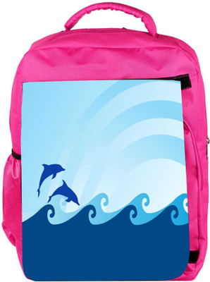 

Snoogg Eco Friendly Canvas Sea Wave And Dolphin On Blue Background Backpack Rucksack School Travel Unisex Casual Canvas Bag Bookbag Satchel 5 L Backpack(Pink)